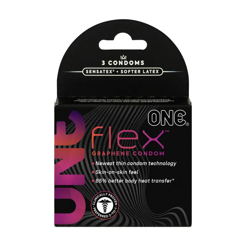 Презервативи ONE Flex Graphene, 3 шт, надтонкі, посилені графеном