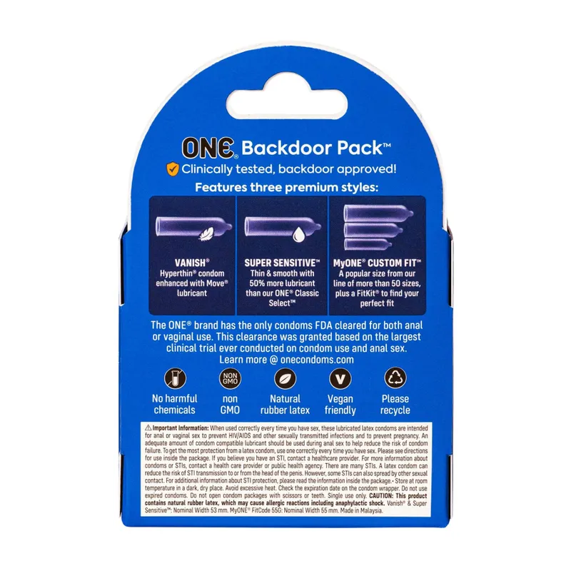Презервативи ONE Backdoor, 3 шт, 3 види, США