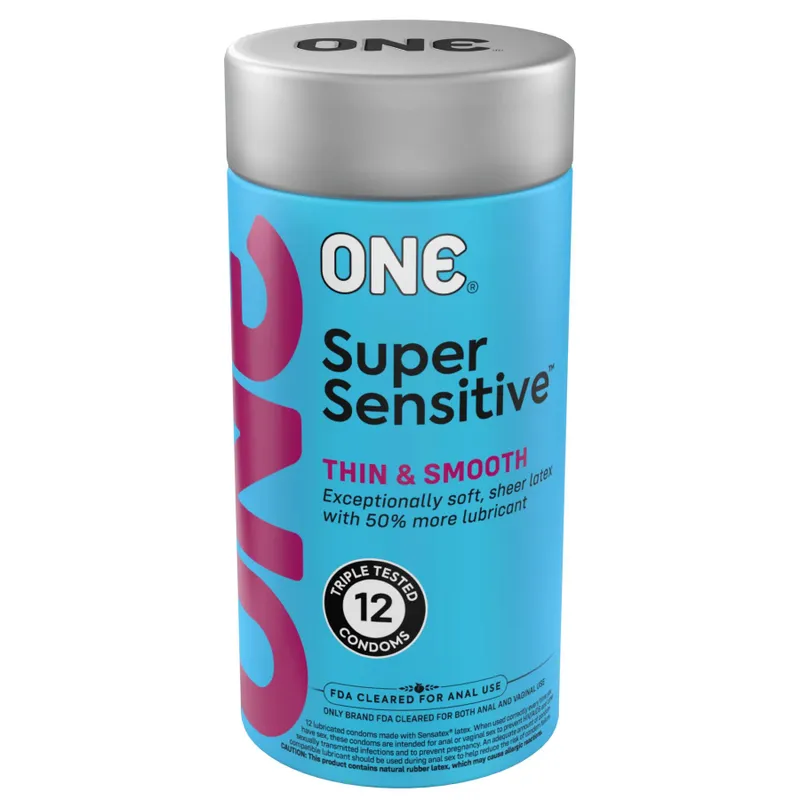 Презервативи ONE Super Sensitive, 12 шт, тубус, з додатковою змазкою