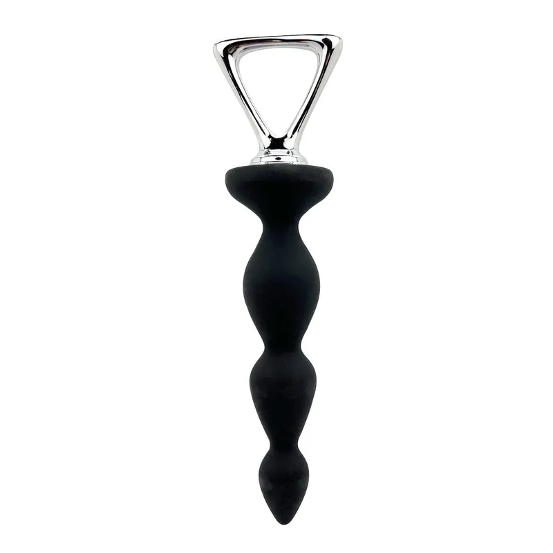 Анальний ланцюжок Adrien Lastic Arrow II, чорний, силіконовий, з металевою ручкою, діаметр 3,2 см