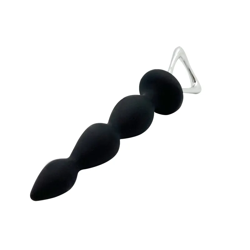 Анальний ланцюжок Adrien Lastic Arrow II, чорний, силіконовий, з металевою ручкою, діаметр 3,2 см
