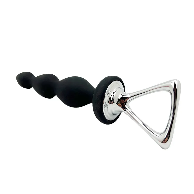Анальний ланцюжок Adrien Lastic Arrow II, чорний, силіконовий, з металевою ручкою, діаметр 3,2 см