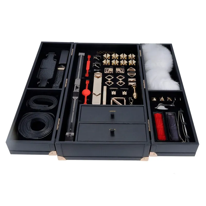 БДСМ-набір LOCKINK All-in-1 BDSM Play Kit, чорний, шкіра з тисненням