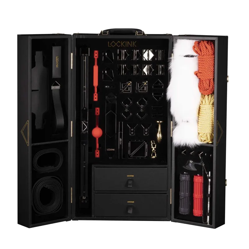 БДСМ-набір LOCKINK All-in-1 BDSM Play Kit, чорний, шкіряні ремені та аксесуари