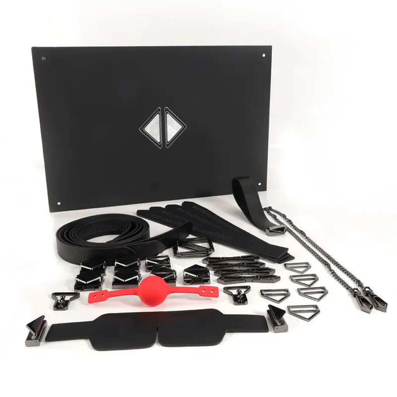 БДСМ-набір LOCKINK Bondage & Restraint Set, чорний, натуральна шкіра
