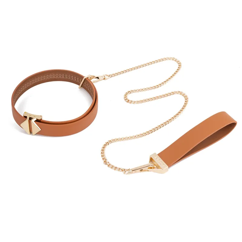 Нашийник з повідцем LOCKINK Tied Collar and Leash Set, карамельно-коричневий