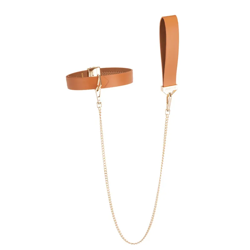 Нашийник з повідцем LOCKINK Tied Collar and Leash Set, карамельно-коричневий