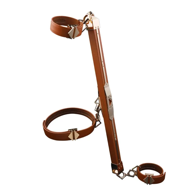 Фіксатор-розпірка LOCKINK Adjustable Spreader Bar Set, коричневий, шкіряний