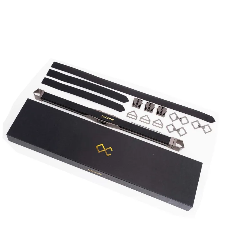 Фіксатор-розпірка LOCKINK Adjustable Spreader Bar Set, чорний, шкіряний
