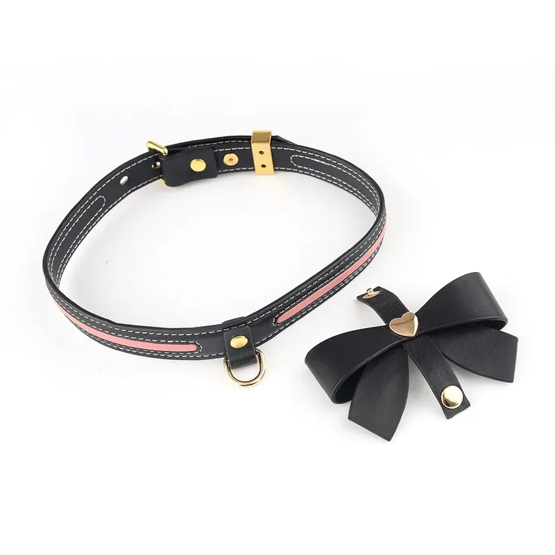 Нашийник з повідцем LOCKINK SEVANDA Love Heart Butterfly Leather Collar Set, чорно-рожевий