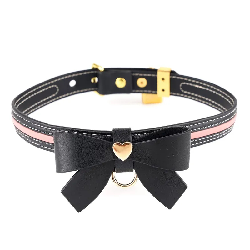 Нашийник з повідцем LOCKINK SEVANDA Love Heart Butterfly Leather Collar Set, чорно-рожевий