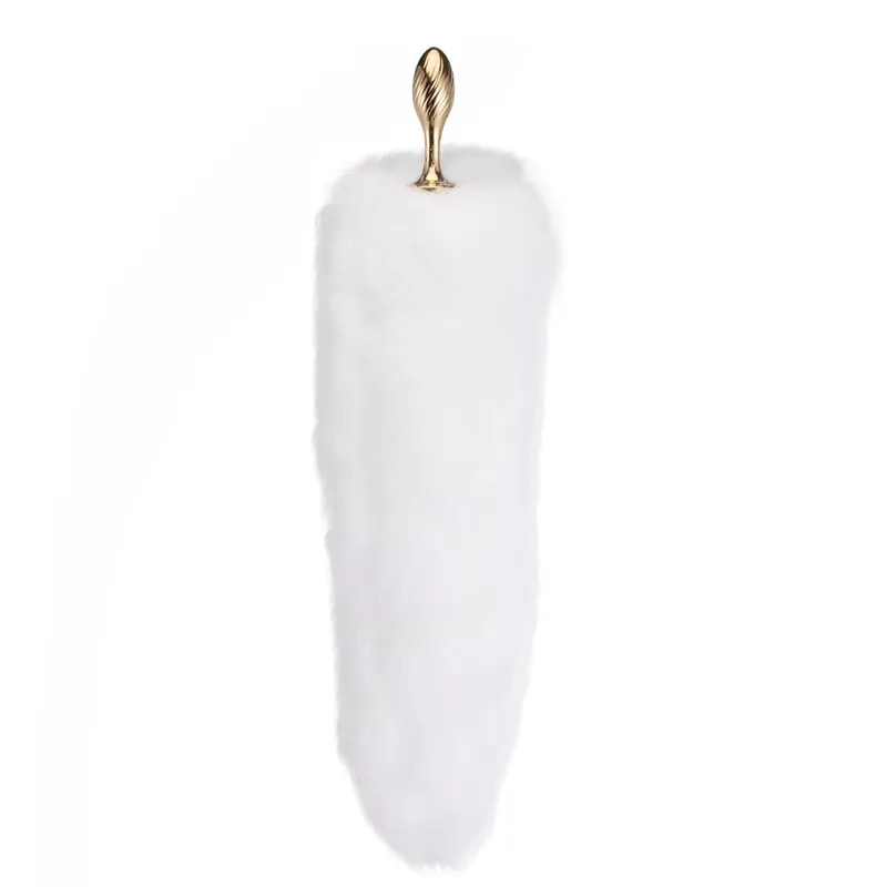 Анальна пробка з хутряним хвостом LOCKINK SEVANDA White Fox-Tail Anal Pear-shape Plug