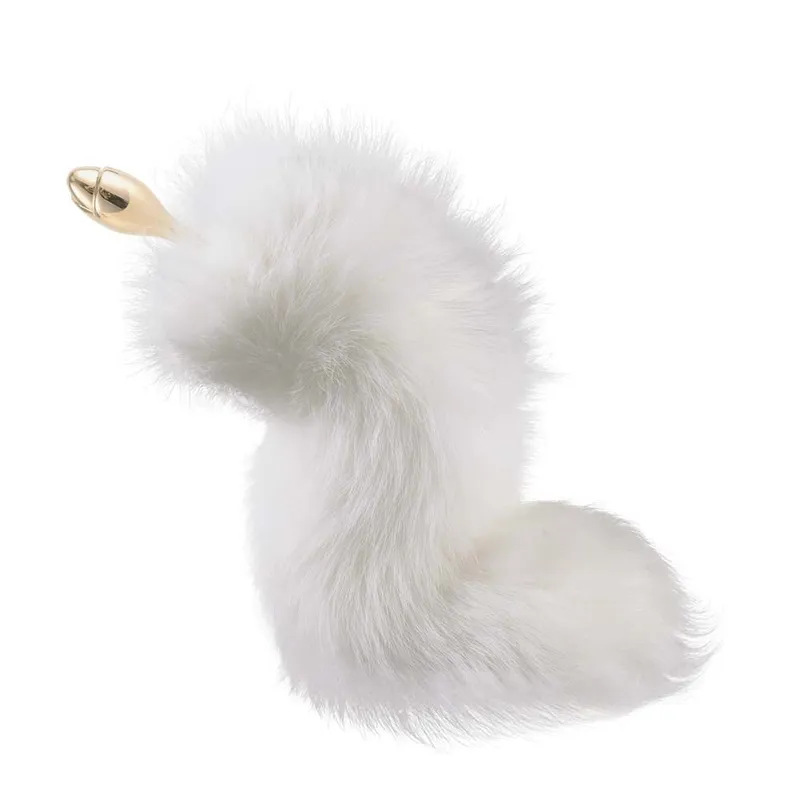 Анальна пробка з хутряним хвостом LOCKINK SEVANDA White Fox-Tail Anal Rose-shape Plug