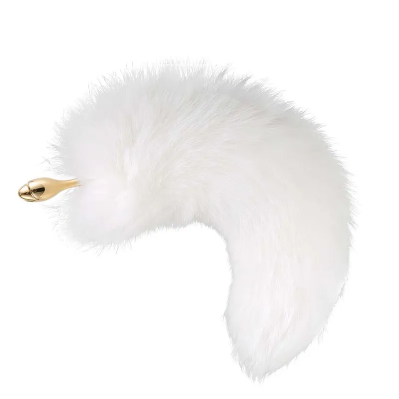 Анальна пробка з хутряним хвостом LOCKINK SEVANDA White Fox-Tail Anal Rose-shape Plug