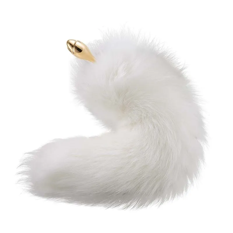 Анальна пробка з хутряним хвостом LOCKINK SEVANDA White Fox-Tail Anal Rose-shape Plug