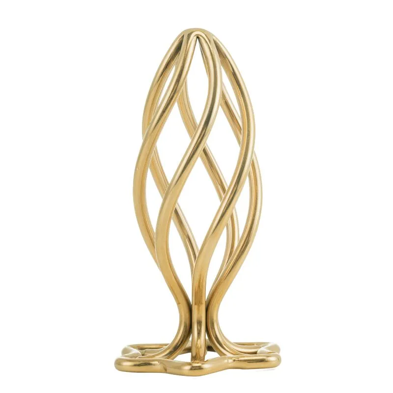 Металева анальна пробка LOCKINK SEVANDA Hollow Spiral Golden, L, золотиста, діаметр 3,9 см