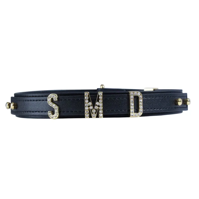 Нашийник LOCKINK Dark DIY Alphabet Collar, чорний, зі стразами
