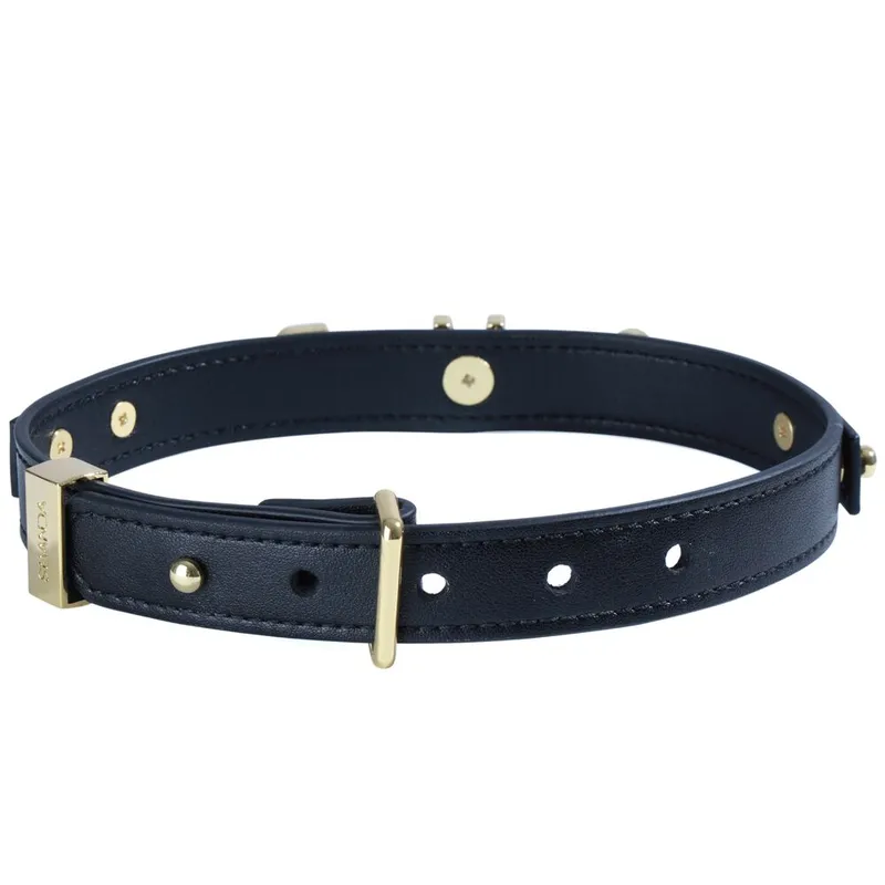 Нашийник LOCKINK Dark DIY Alphabet Collar, чорний, зі стразами
