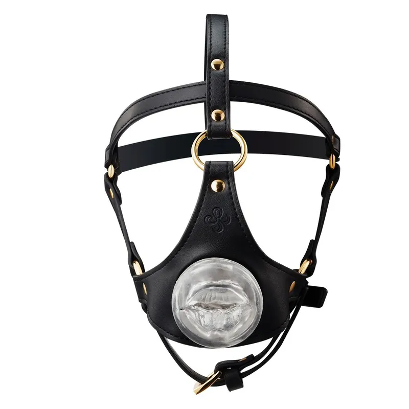 Маска-збруя для мінету LOCKINK SEVANDA Blowjob Head Harness, чорна