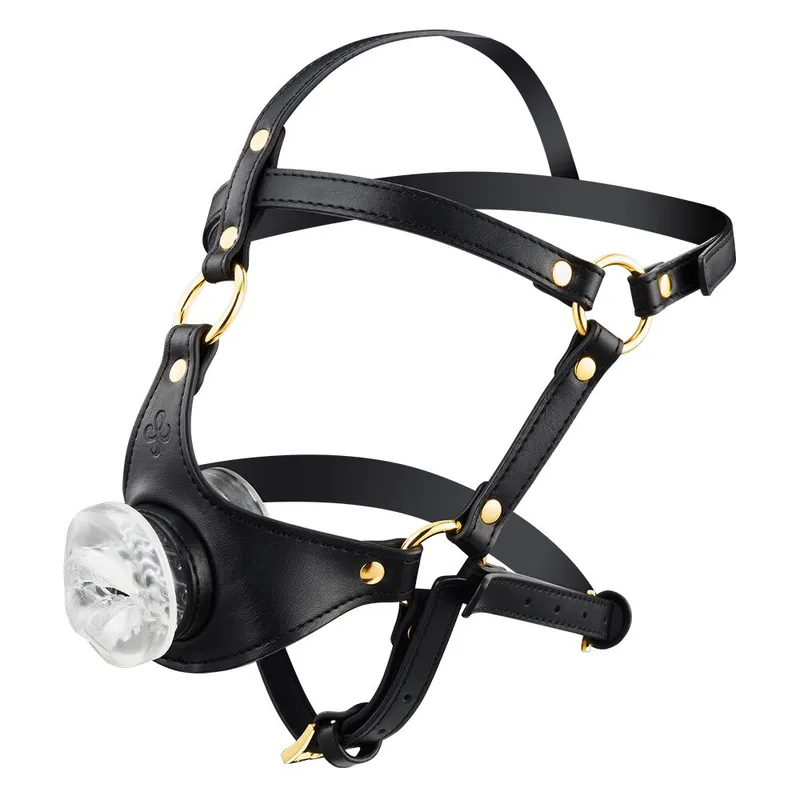Маска-збруя для мінету LOCKINK SEVANDA Blowjob Head Harness, чорна