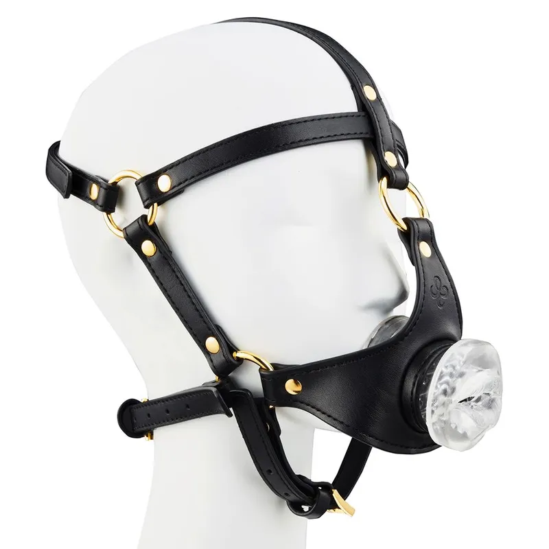 Маска-збруя для мінету LOCKINK SEVANDA Blowjob Head Harness, чорна