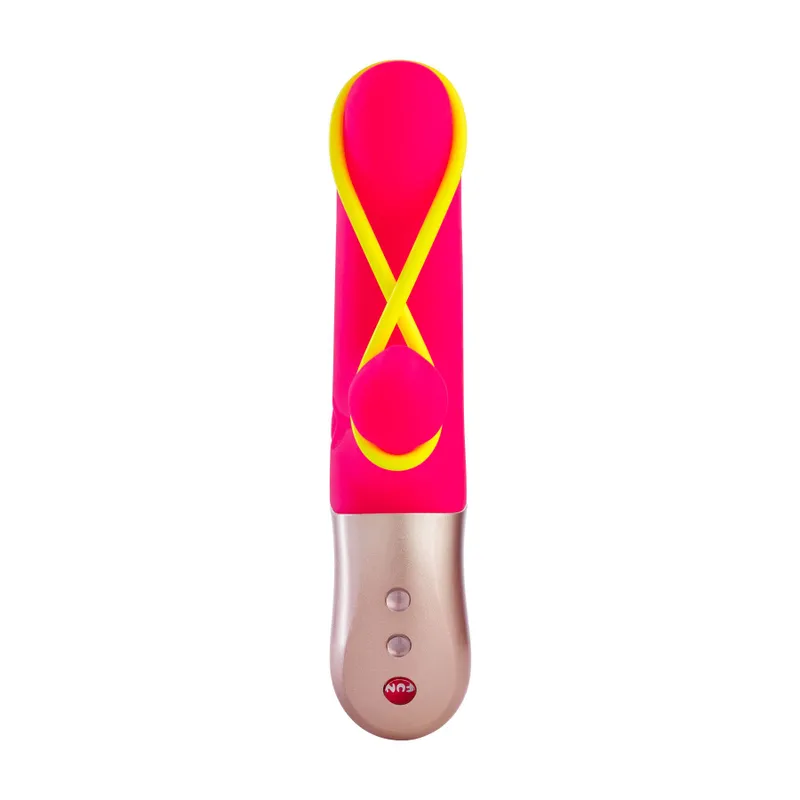 Мінівібратор-кролик Fun Factory AMORINO pink/neon yellow зі знімною стимулювальною стрічкою