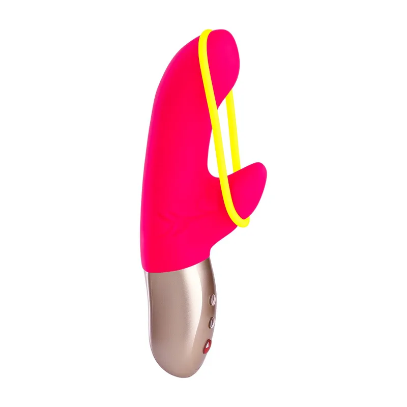 Мінівібратор-кролик Fun Factory AMORINO pink/neon yellow зі знімною стимулювальною стрічкою