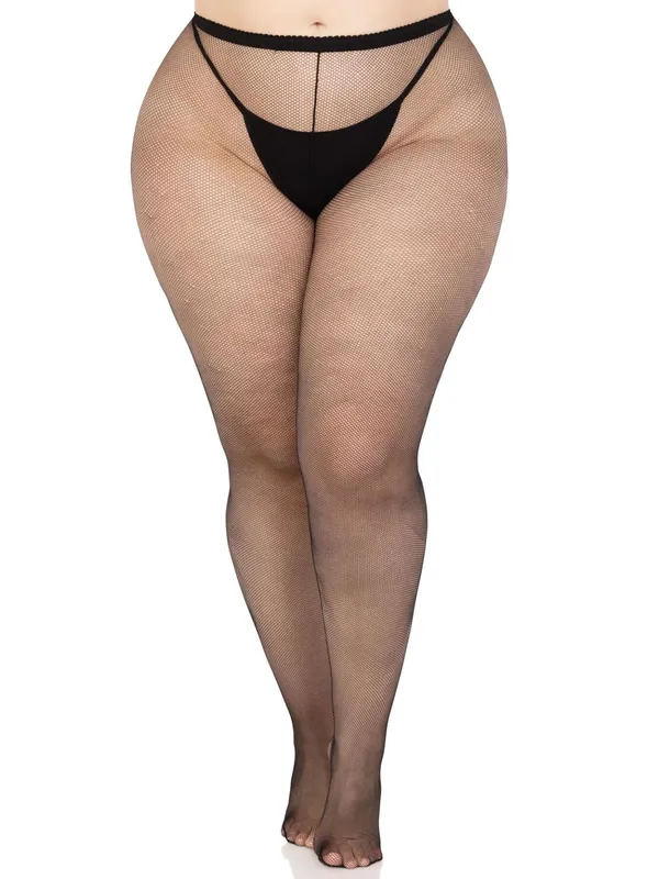Колготки Leg Avenue Spandex micro net tights, 1X/2X, чорні, дрібна сітка