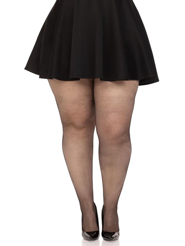 Колготки Leg Avenue Spandex micro net tights, 1X/2X, чорні, дрібна сітка