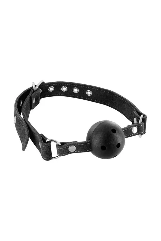Кляп Fetish Tentation Premium Leather gag with stiff ball, шкіряний ремінець