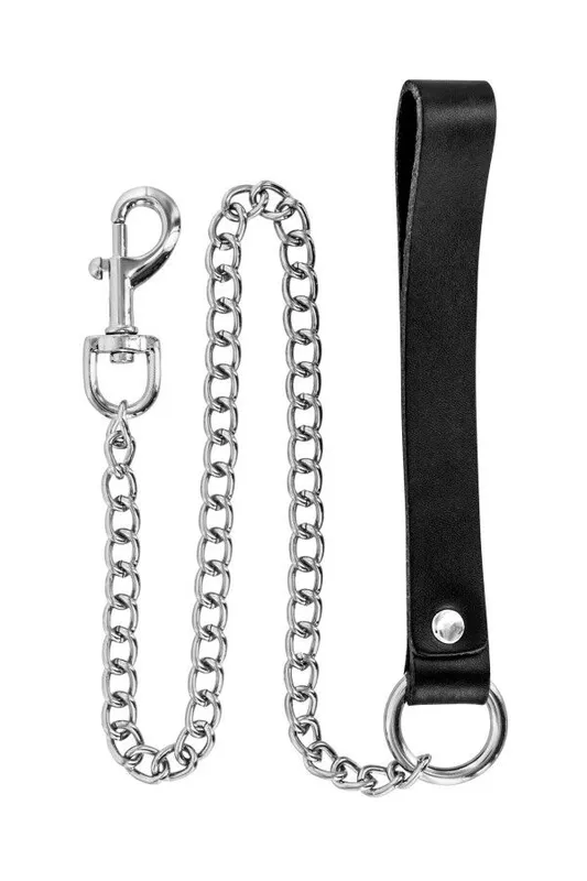 Повідець із натуральної шкіри Fetish Tentation Premium Metal leash, 72 см
