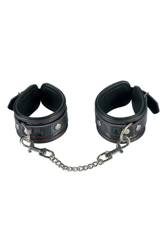 Наручники Fetish Tentation Premium Patent Leather Handcuffs зі знімним ланцюжком