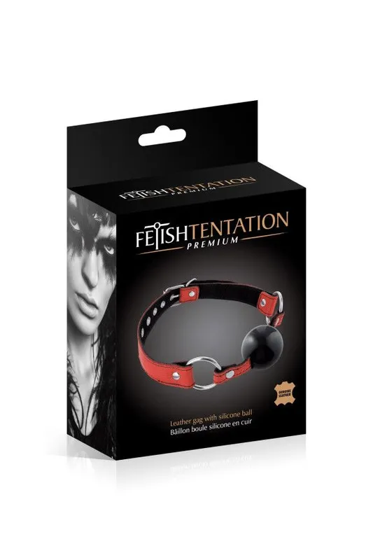 Кляп Fetish Tentation Premium Leather Gag with Silicone Ball (Red)