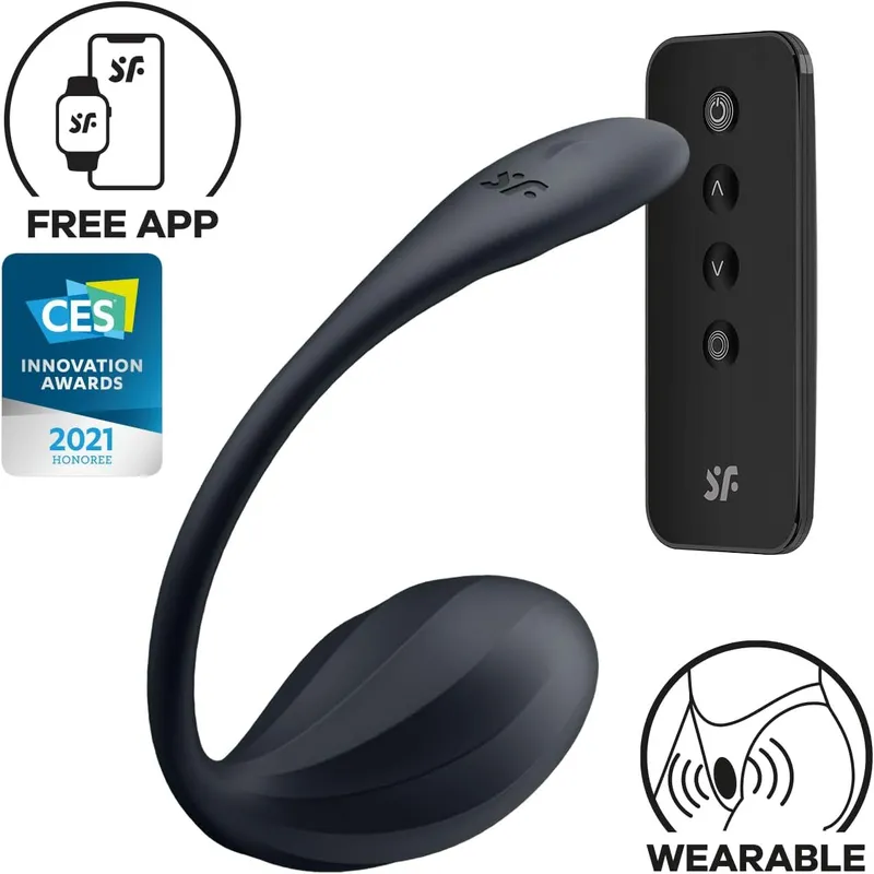 Смарт-віброяйце Satisfyer Ribbed Petal Connect App Black з пультом ДК