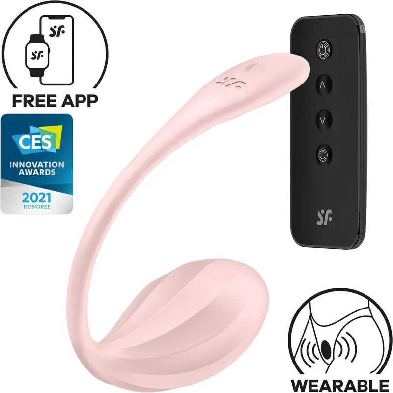 Смарт-віброяйце Satisfyer Ribbed Petal Connect App Rose, керування зі смартфона та пультом ДК