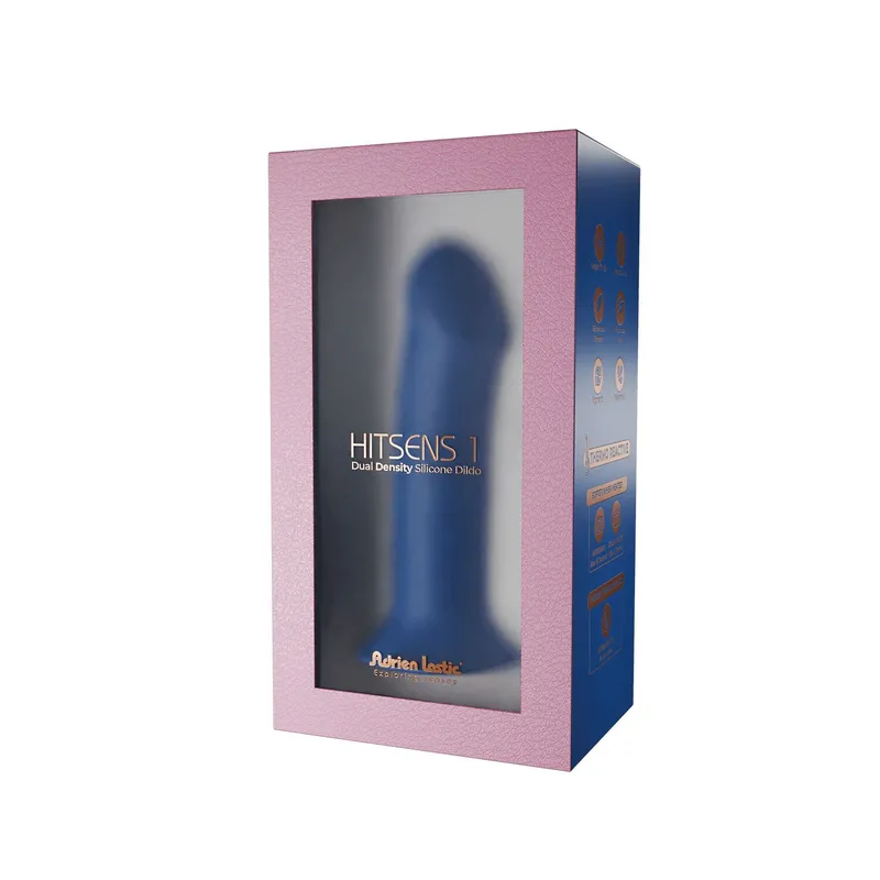 Дилдо Adrien Lastic Hitsens 1 Blue двошарове, для страпона, довжина 17,7 см