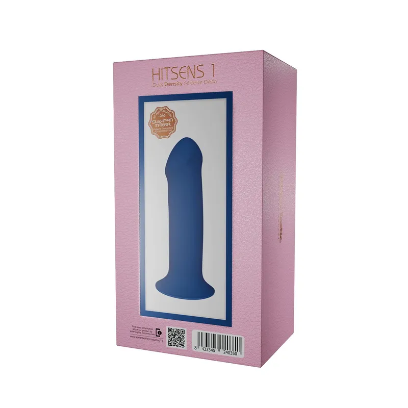 Дилдо Adrien Lastic Hitsens 1 Blue двошарове, для страпона, довжина 17,7 см