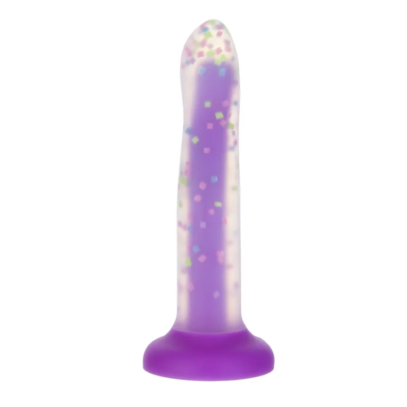 Фалоімітатор ADDICTION Rave 8″ Glow in the Dark Dildo Purple Confetti, 20,3 см