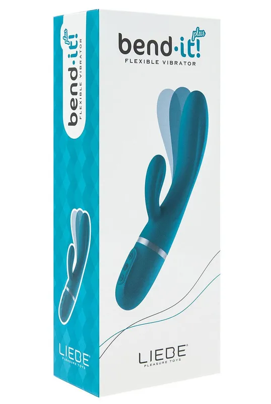 Вібратор-кролик Liebe Bend It Plus Ocean Blue, гнучкий, 2 мотори, 10 режимів