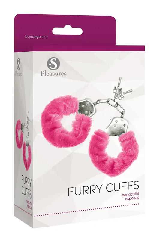 Наручники S Pleasures Furry Cuffs Pink з пухнастим оздобленням