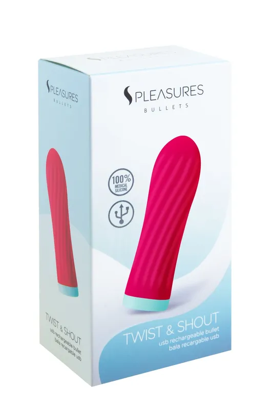 Вібропуля S Pleasures Bullets Twist & Shout Cerise, яскраво-рожева, 10 режимів