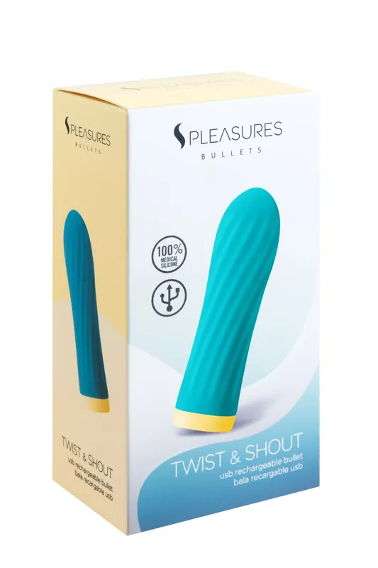 Віброкуля S Pleasures Bullets Twist & Shout Turquoise, бірюзова, 10 режимів вібрації