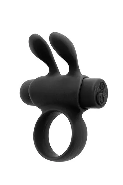 Ерекційне віброкільце S Pleasures Premium Rabbit Ring чорне, зі знімною вібропулею та вушками