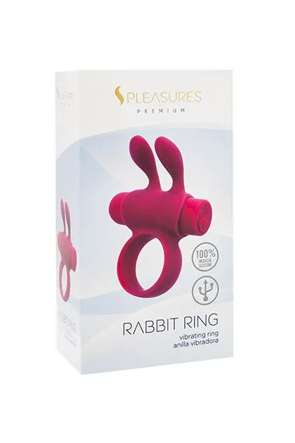 Ерекційне віброкільце S Pleasures Premium Rabbit Ring рожеве, зі знімною вібропулею