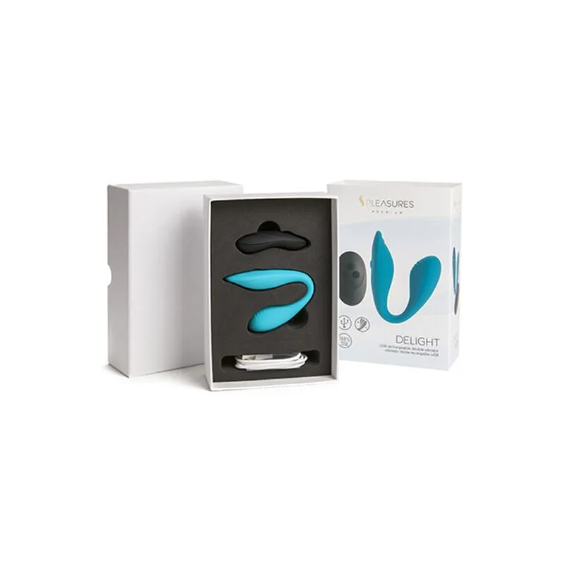 Подвійний вібратор S Pleasures Premium Delight, бірюзовий, з пультом ДК