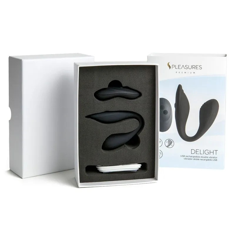 Подвійний вібратор S Pleasures Premium Delight, чорний, з пультом ДК