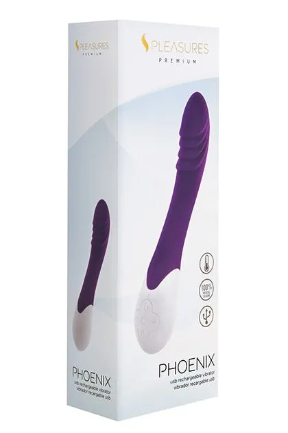 Вібратор S Pleasures Premium Phoenix для точки G, фіолетовий, водостійкий, з нагрівом