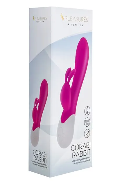 Вібратор-кролик S Pleasures Premium Corabi Rabbit, рожевий, з функцією нагрівання