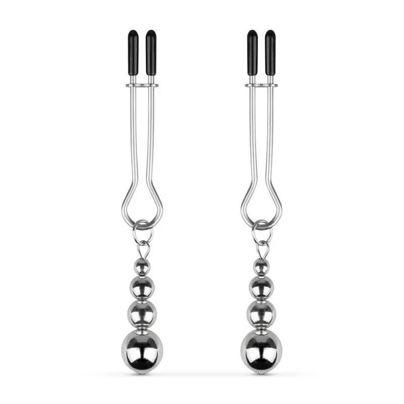 Затискачі для сосків Bedroom Fantasies Nipple Clamps with Beaded Chain, срібні