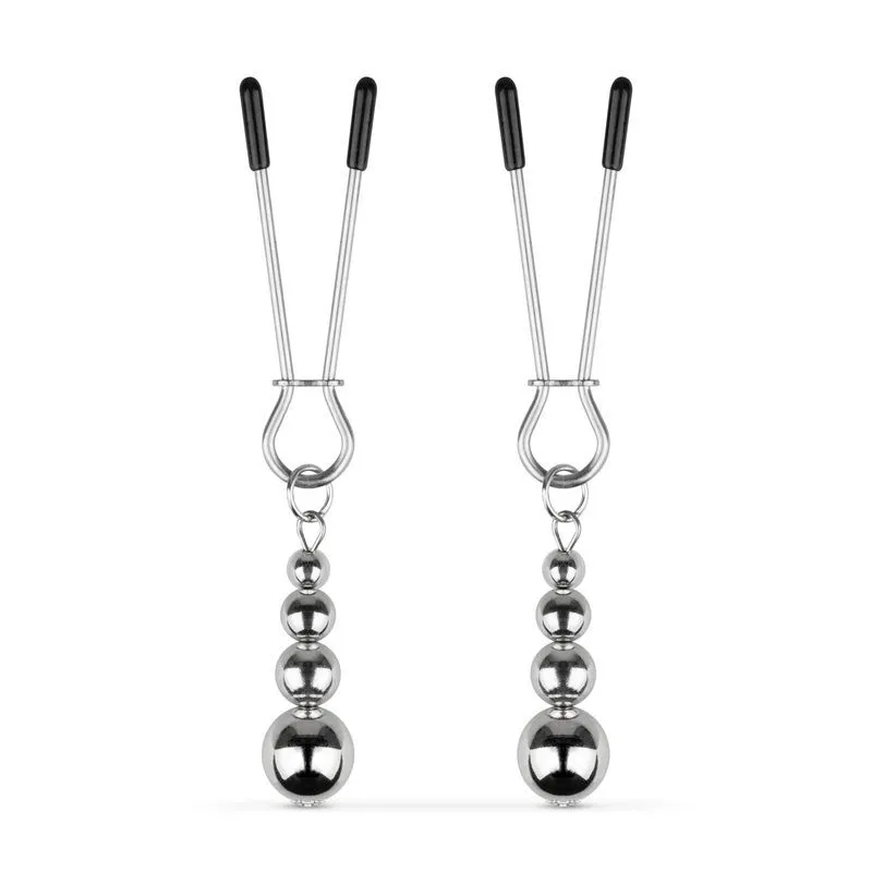 Затискачі для сосків Bedroom Fantasies Nipple Clamps with Beaded Chain, срібні